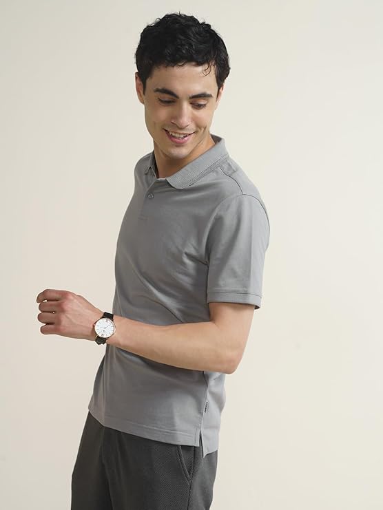 DAMENSCH Men's Cotton Blend Solid Regular Fit T-Shirt