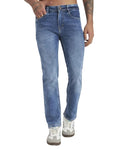 Men Regular Fit Jeans | Cotton Blend Stretchable Denim | Medium Blue Monkey Wash Casual Jeans