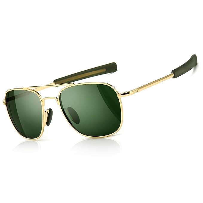 SUNGAIT Men's Military Style Polarized Pilot Aviator Sunglasses - Bayonet Temples