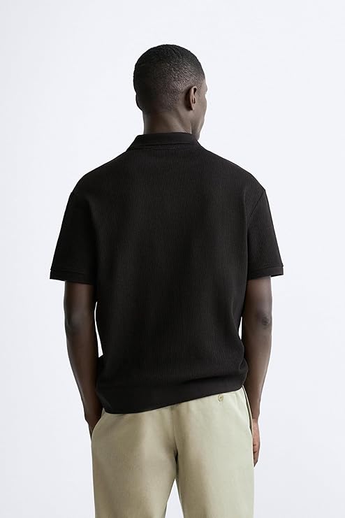 Alan Jones Clothing Men's Textured Polo T-Shirt | Classic Short Sleeve Polo for Casual Wear