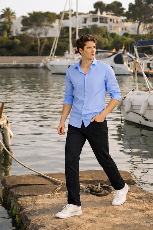 Louis Philippe Men's Smart Fit Stretch Fabric for Comfort Premium Wash Aesthetic Authentic Twill and Durable Jeans