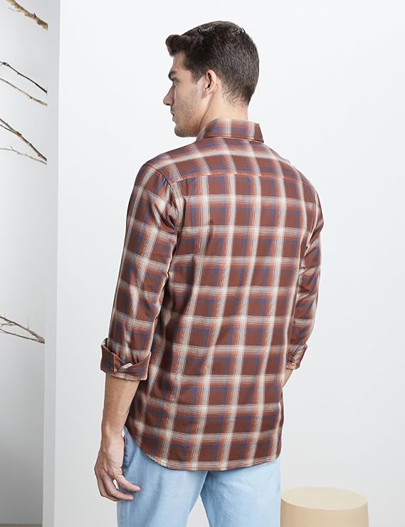 Symbol Premium Men's Checkered Casual Shirt - Regular Fit | Oxford Weave | Full Sleeve | Pure Cotton (Available in Plus Sizes)