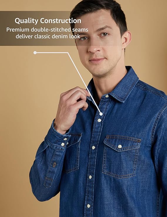 Symbol Premium Men's Casual Cotton Denim Shirt (Regular Fit)