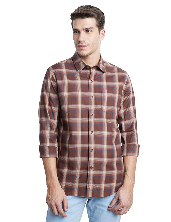 Symbol Premium Men's Checkered Casual Shirt - Regular Fit | Oxford Weave | Full Sleeve | Pure Cotton (Available in Plus Sizes)